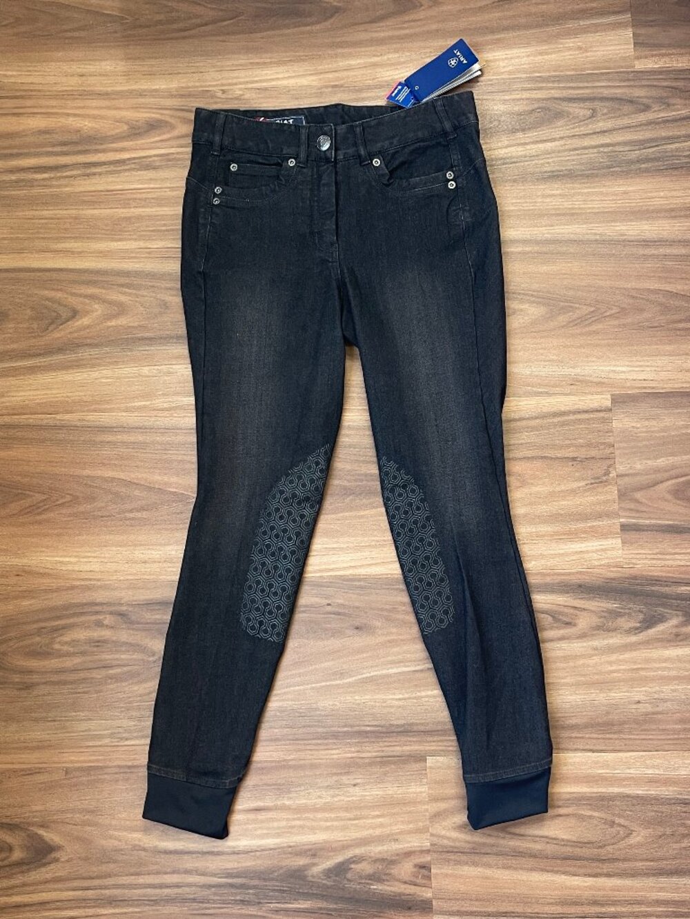 Ariat Ladies Halo Knee Grip Breeches Black Rinse Denim 24R